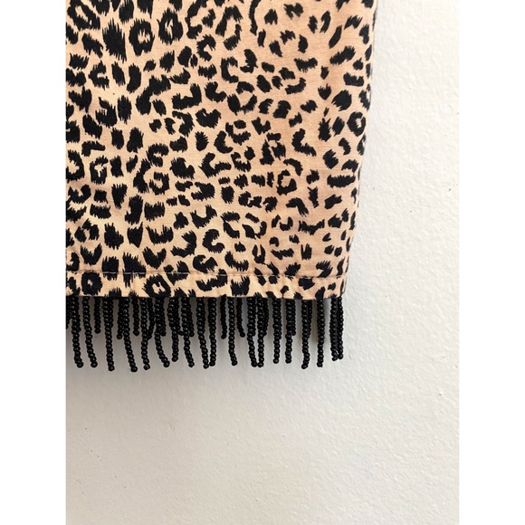 Vintage Leopard Beaded Fringe Trim Dress Medium - Picture 5 of 5
